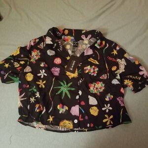 Crop top button up